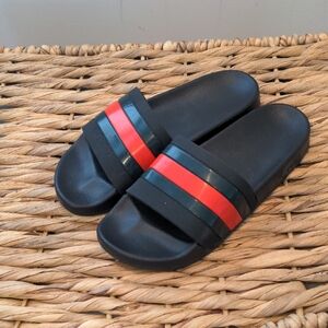 Stylish Black and Red Women's Slide Sandals